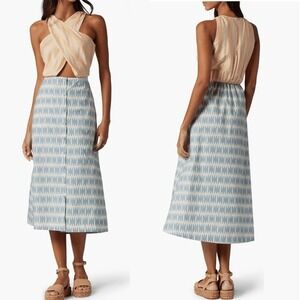 Joie Flippa Geo Print Cotton Midi Dress, Blue/Yellow,‎ Size 10, NWT